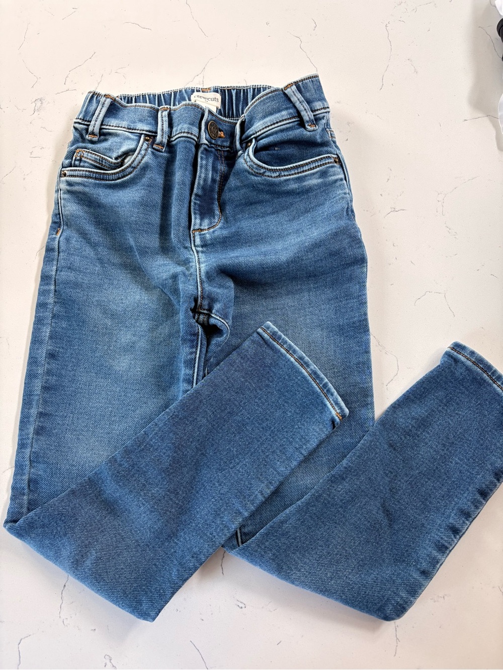 J Crew Crewcuts Blue Denim Kids Jeans with Orange Stitching